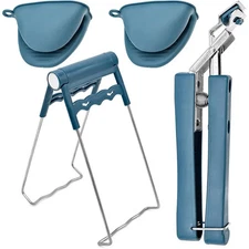 4 PCS Hot Plate Gripper Set, Stainless Steel Anti-Hot Bowl Dish Clip, Silicone C