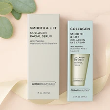 Global Beauty Care Smooth & Lift Collagen Facial Serum & Eye Cream Set – Peptide