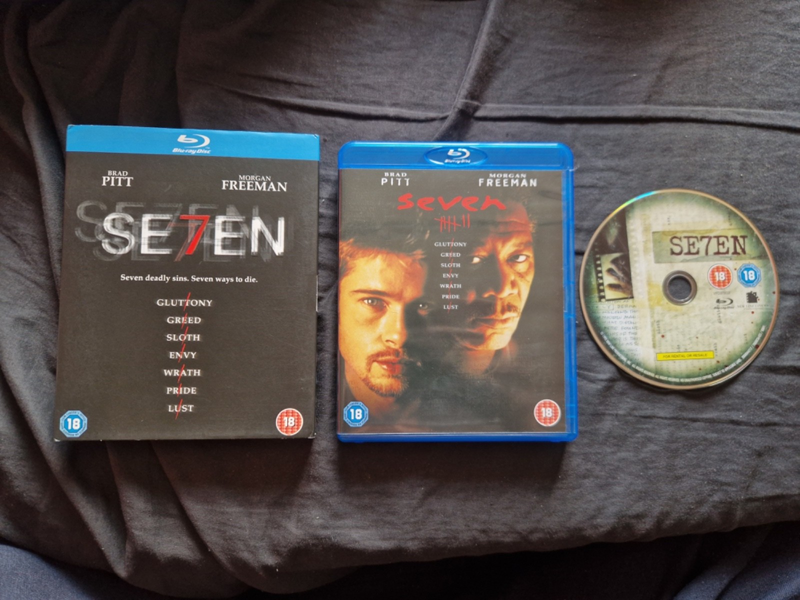 SE7EN Seven Blu Ray Movie Brad Pitt Morgan Freeman 1995