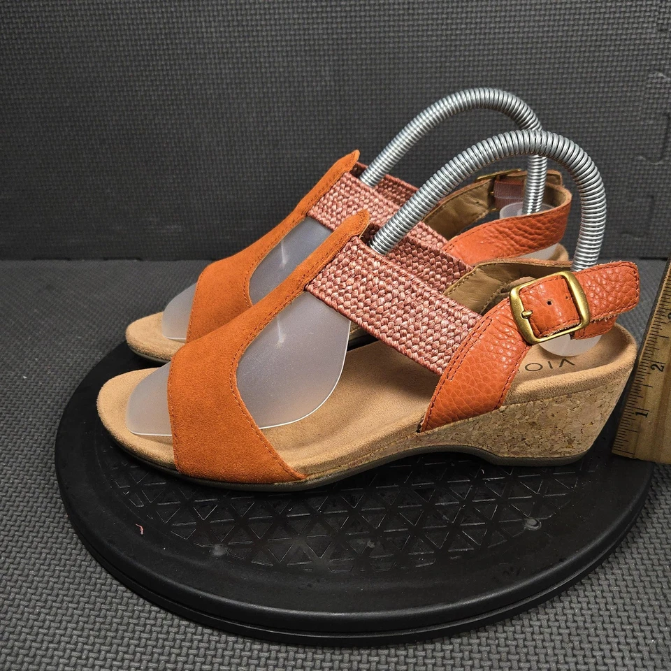 Сандалии женские Vionic Kaytie размер 7,5 оранжевые замшевые пробковые на танкетке комфортные слинги - Изображение 3 из 4