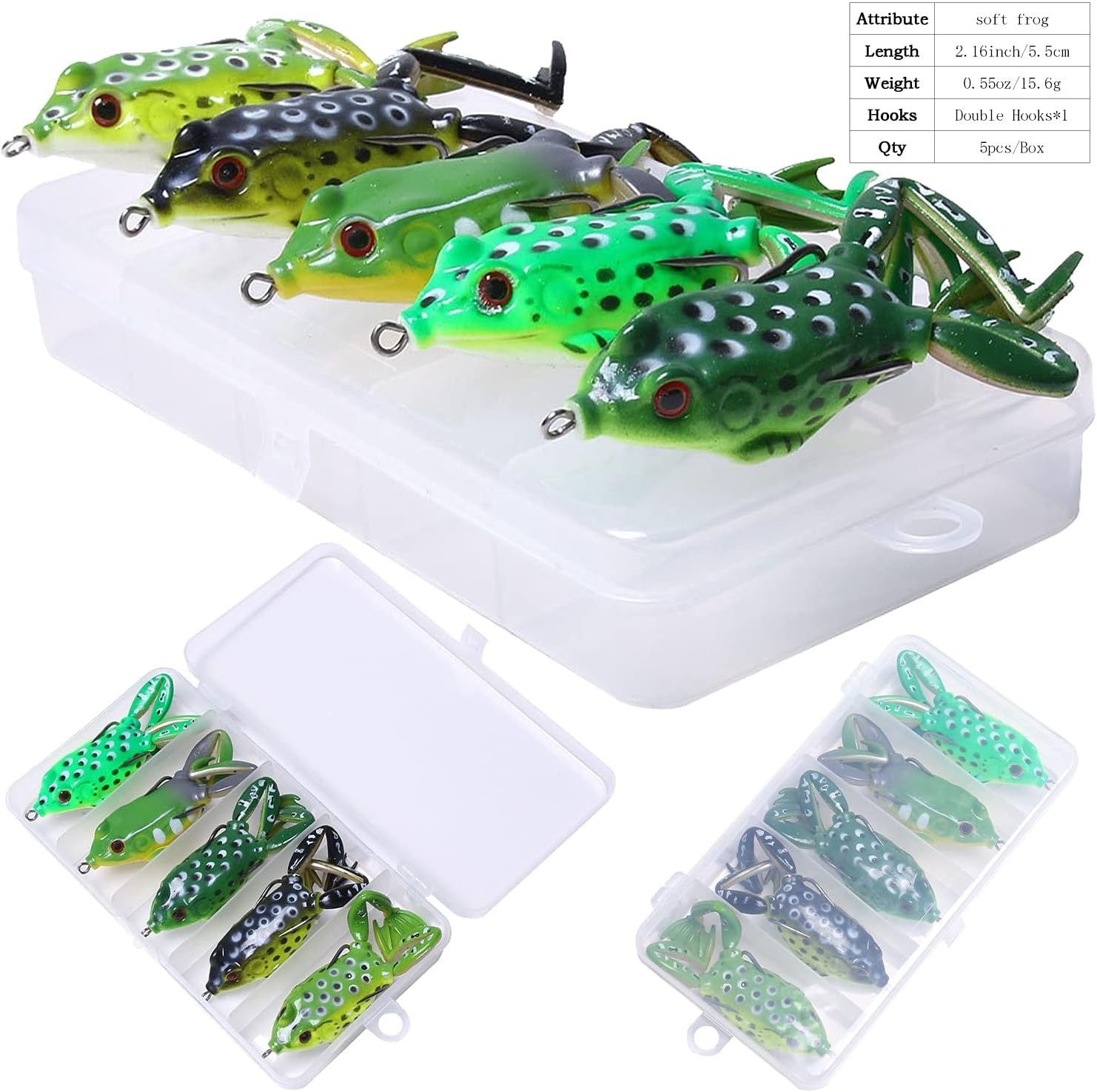 Topwater Frog Lure Set - 5 Realistic Weedless Soft Swimbaits for Bass Fishing - Image 5