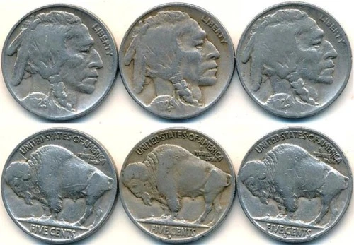 1929 P-D-S INDIAN/BUFFALO NICKEL SET #V2  ---  VERY-GOOD CONDITION