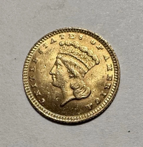1862 (P) Liberty Head Gold $1 Dollar, Type 3, Old US Civil War Era Gold Coin, XF