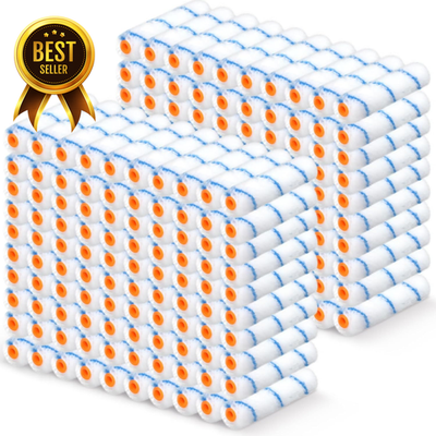 #ad 150 Pcs 6 Inch Paint Roller Covers 1 2 Nap Microfiber Mini Refills Blue Kit $54.75