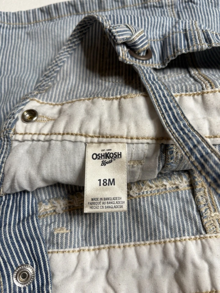 Vestido tipo jersey OshKosh B'gosh Railroad Rayas Denim VESTBAK Mono Talla 18M Foto 3 de 4