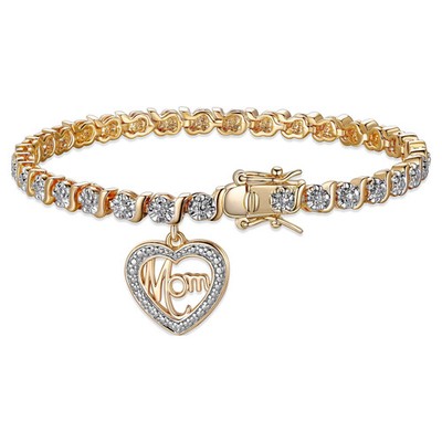 Morgan & Paige Diamond Accent Mom Charm 18k Yellow Gold Plated 7.25'' Tenni|82247
