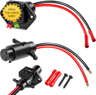 12V 24V Trolling Motor Plug Receptacle Waterproof Quick Connect 8 Gauge Wire Pac