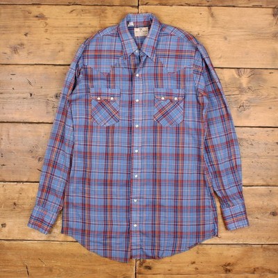 Vintage Dee Cee Brand Western Snap Shirt M Herren 90s Cotton Ranch Blue