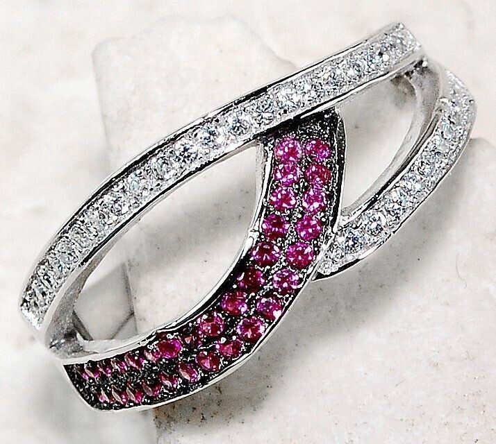 2CT Heat Treated Rubellite Tourmaline 925 Sterling Silver Ring Sz 9 MM1-5