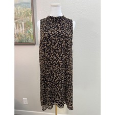Tommy Hilfiger Black Floral Mock Neck Sleeveless Shift Dress Size 12