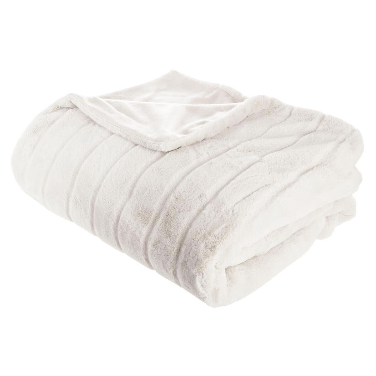 Plaid Fourrure 180x230cm Blanc Manoir : Grand Couvre-lit Douillet