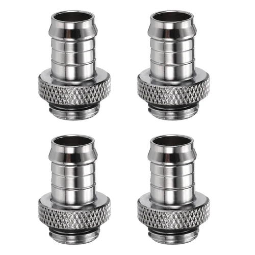 4pcs G1/4" x 9.5mm OD Water Cooling Barb Fitting Soft Tube Connectors, Silver