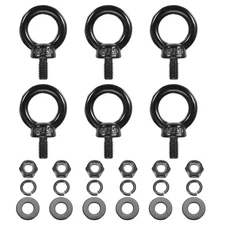 6Pcs M6x12mm 304 Stainless Steel Lifting Shoulder Eye Bolt with Nut Washer Set