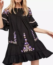 Free People Pavlo Embroidered Mini Dress size XS EUC Boho!