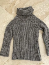 Daks London Knitted Wool Alpaca Sweater Made In Italy Gray High Neck SZ S New