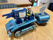 1960s Nomura Japan Tin Battery Operated Mobile Space T.V. Unit With Trailer Toy