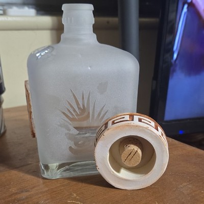  Frosted Riviera Maya Tequila Bottle   Authentic, Perfect Condition, Decorative''
