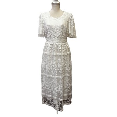 chinese dress ladies Orange sleeveless floral lace midi dress