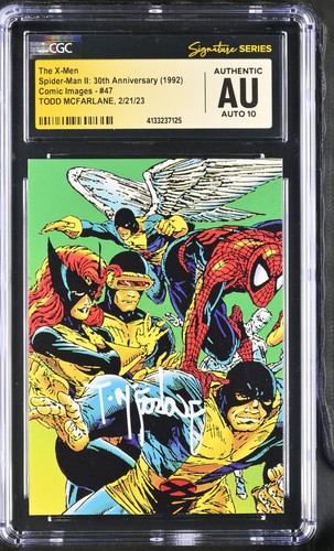 X-MEN Spider-Man II Trading Card #47 CGC AUTO 10 signed Todd McFarlane 1992