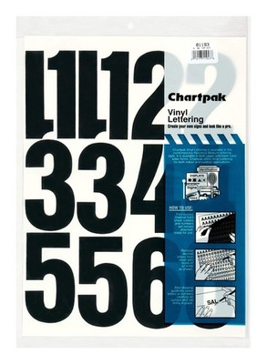Chartpak Self-Adhesive Vinyl Numbers, 4'' High, 1 Count (Pack of 1), Black