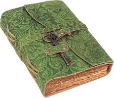 Leather Journal - Antique Handmade Deckle Edge Vintage Paper Leather 10x7