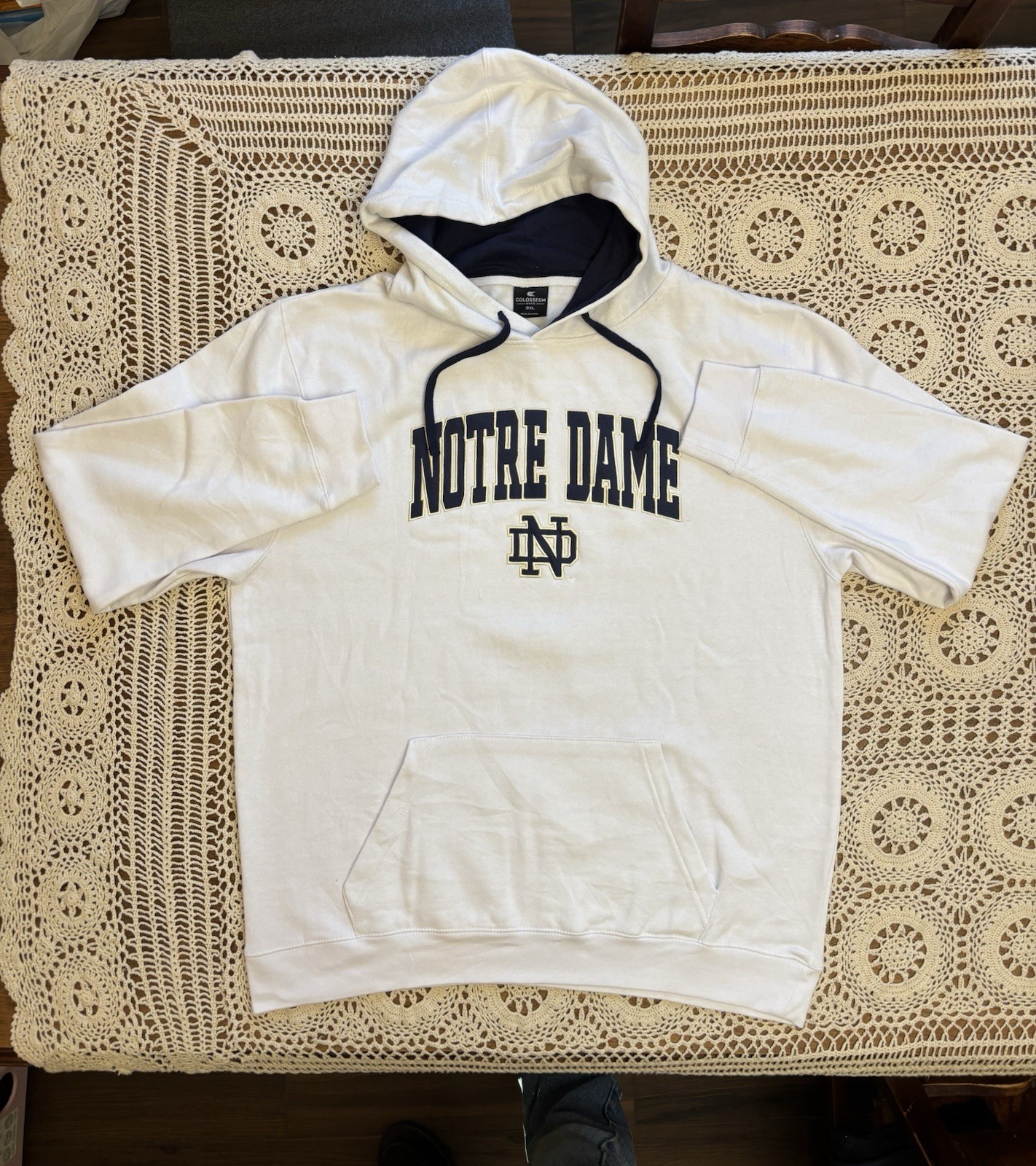 Colosseum Notre Dame Men's 3XL Pullover Fleece Hoodie White Graphic Print