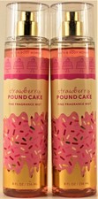 QTY 2 Bath  Body Works STRAWBERRY POUND CAKE Fine Fragrance Body Mist Spray 8oz