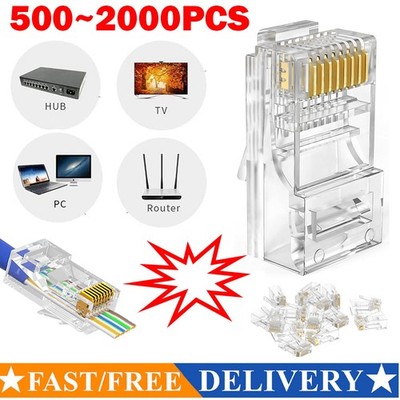 RJ45 Pass Through Modular 2000X Plug Network Cable Connector End 8P8C CAT6 CAT5