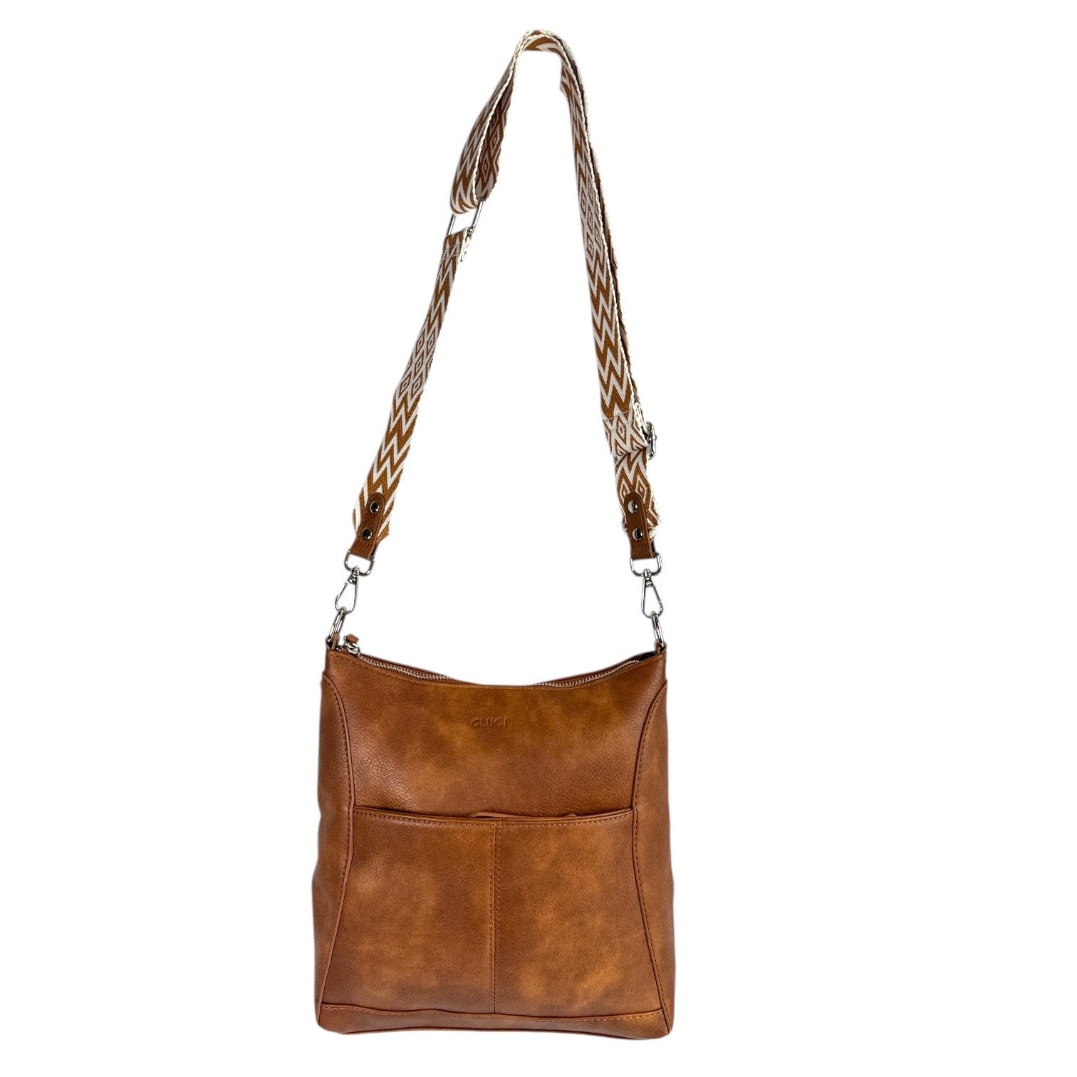 CLUCI Brown Faux Leather Crossbody Bag – Adjustable Strap – Multi Pocket – New