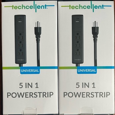 3ft Techcellent 5 in 1 POWERSTRIP USB A&C + 3 AC Outlets