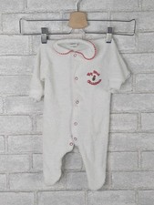 Alexis Baby's First Christmas 0-3m Romper White Red Vintage Footie PJs Baby