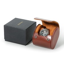 Premium Watch Travel Case, Odor-Free PU Leather Watch Single watch case Brown