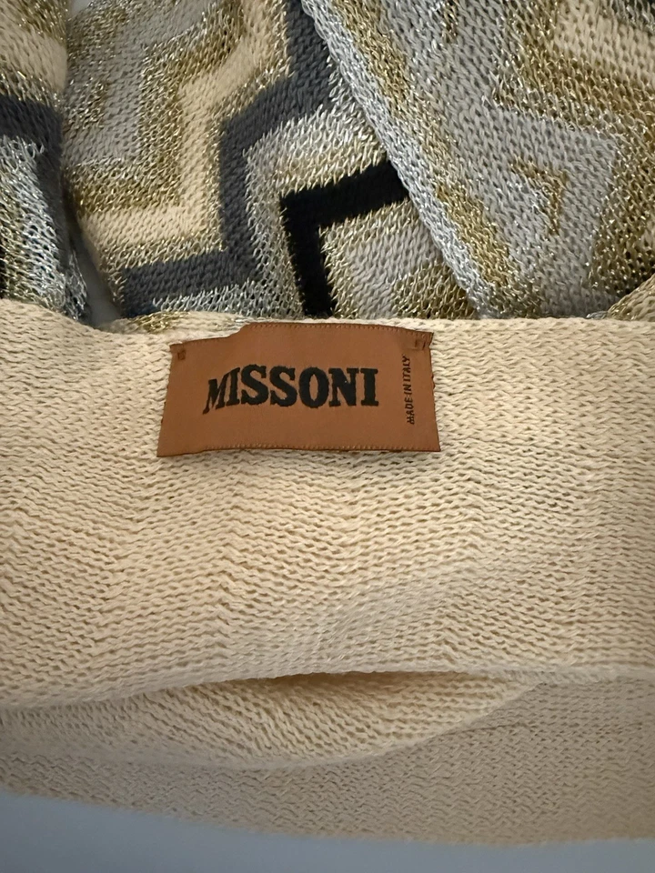 Poncho bufanda Missoni mezcla lana flecos leer Foto 4 de 4