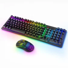 Rechargeable Wireless Keyboard and Mouse Gaming Combo Set RGB Backlit Light up