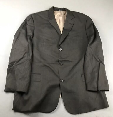 VTG Hugo Boss Blazer Mens 50 Long Brown Silk Wool Lined Button Up Coat