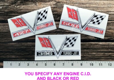 Chevy V Flags Corvette Chevelle Camaro Nova Impala badge sticker decal*Any CID*