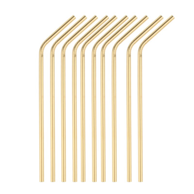Gold Bent Edelstahl Trinkhalm Metall   10 PCS 21cm