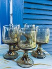 Vintage Smoked Glass Set Of 5 Shot Glasses 3.5 in Cordials Cognac Snifter Style  — photo 9