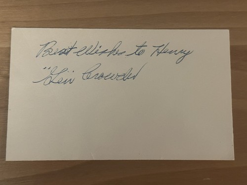 Alvin General Crowder Signed Index Card 3x5 20 Game Winner RARE Senators Tigers