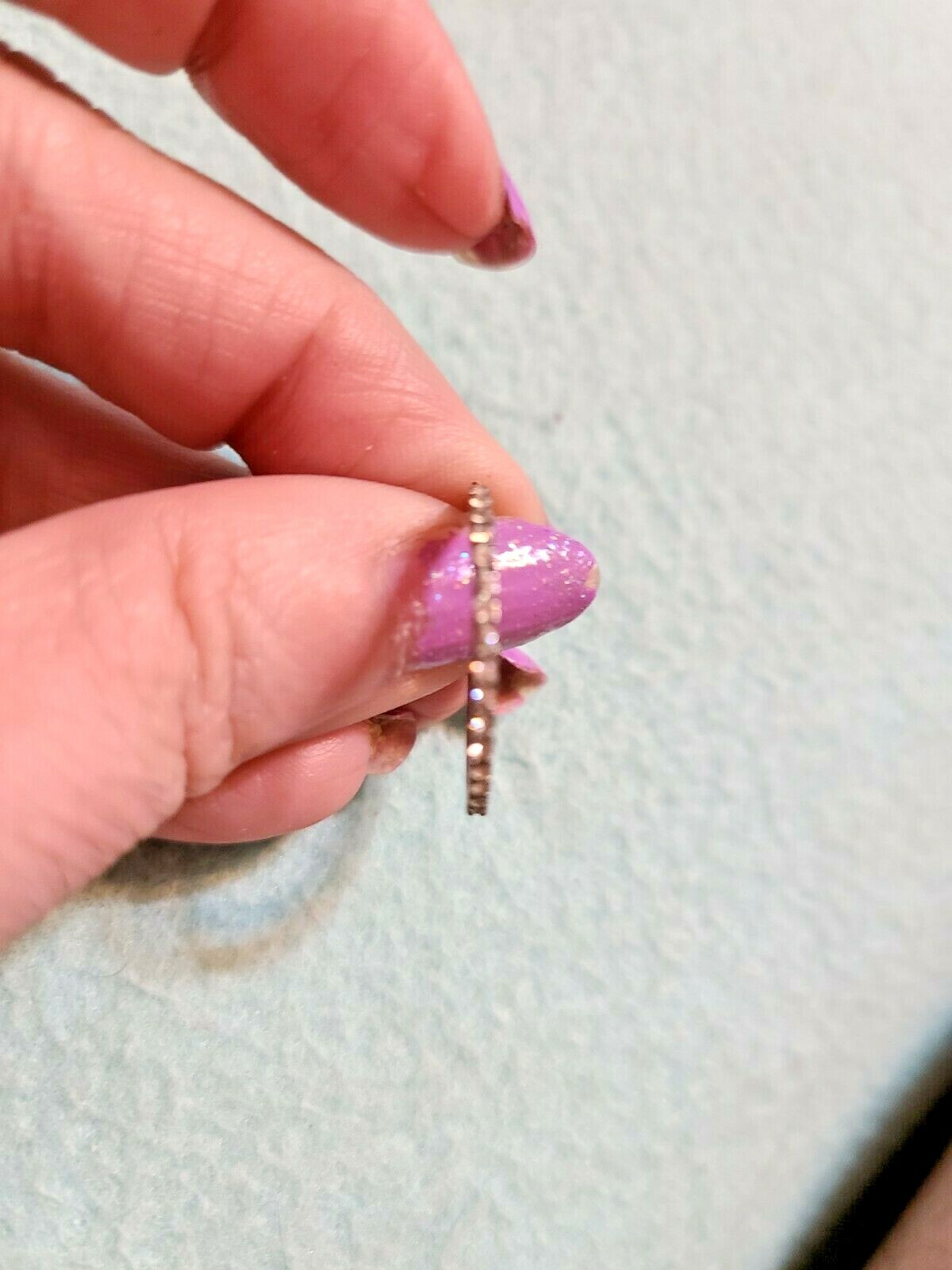 NICE Vintage Thin Stacking Ring w/Tiny Rhinestone… - image 1