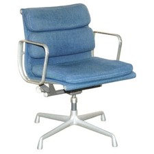 RARA SEDIA GIREVOLE ORIGINALE HERMAN MILLER BLU LINO EAMES EA217 SOFTPAD UFFICIO