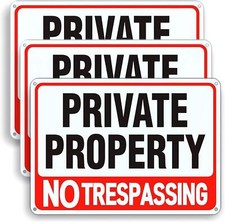 3-pack Large No Tresspassing Sign Private Property,8x12 Inch Rust Free Aluminum