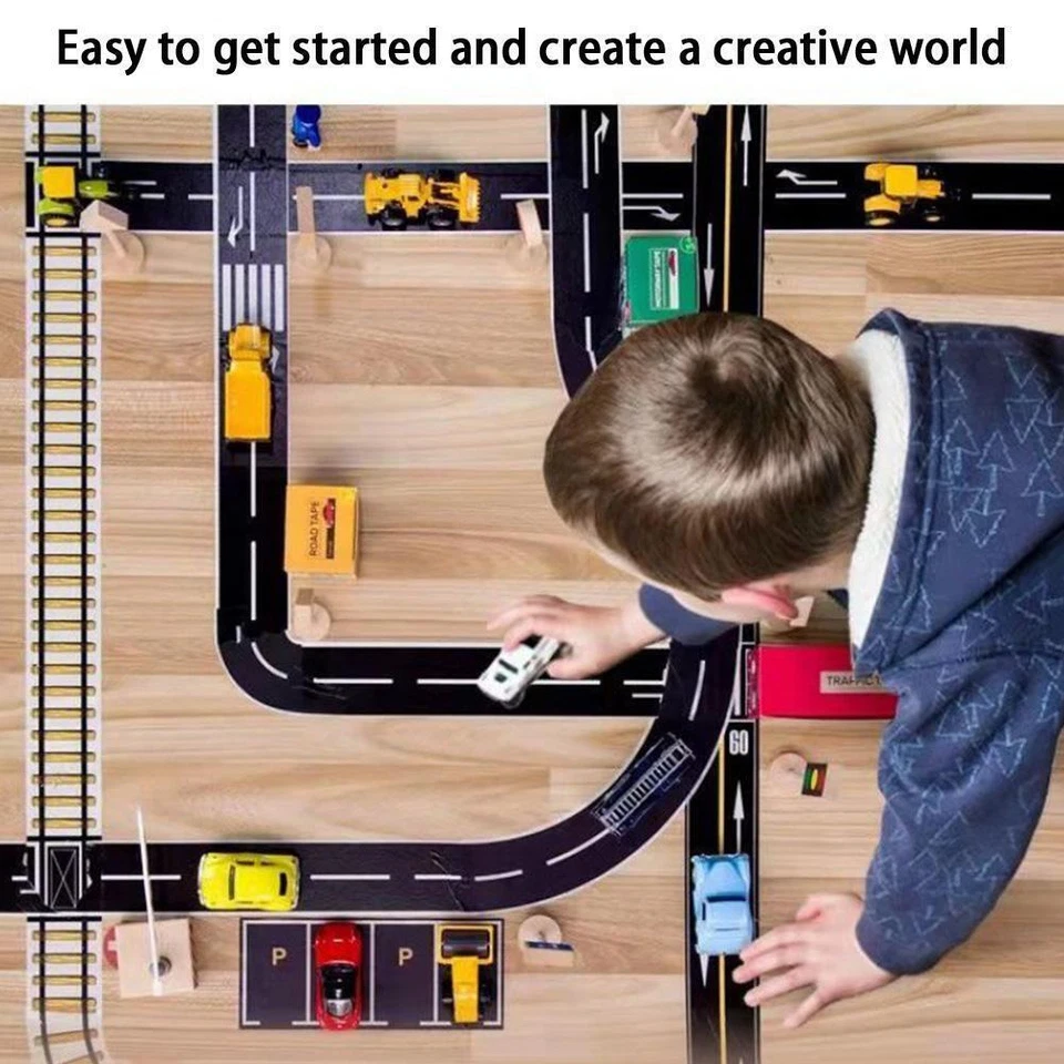 Traffic Road Tapes Kids Toy Car Adhesive & Removable Room Track Stickers New Y7 - Image 2 of 4