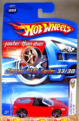 2006 Hot Wheels Faster Than Ever #33 First Edition FERRARI F430 SPIDER Red w/FTE - Image 1 of 4