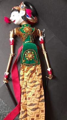 Vintage handgefertigte Wayang Golek Vintage Holzpuppe am Stock