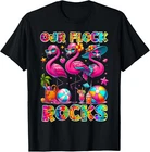 Our Flock Rocks Flamingo Summer Vacation Family Matching T Shirt