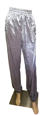 PRETTY LITTLE THINGS Gray Silver Velour Pants Joggers 10 NWT Rhinestones     T54