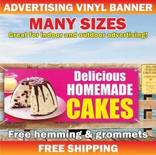 DELICIOUS HANDMADE CAKES Advertising Banner Vinyl Mesh Sign sweets cand  buffet
