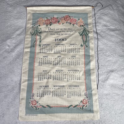 Vintage Tea Towel Calendar, Fabric Calendar, Vtg Linen Tea Towel Calendar,  1990 | eBay