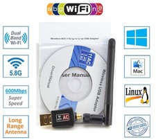 600Mbps GENUINE REALTEK WiFi Dual Band Wireless 5Ghz Network Adapter w/ Antenna